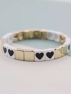 Roxanne Assoulin - Brite Bit X Bit Gold Black White Stretch Bracelet